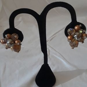 Vintage Vendome Bronze Cluster Clip-ON Earrings